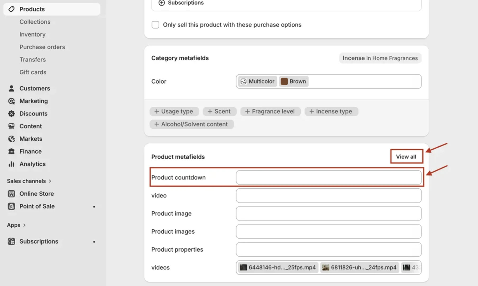 Product countdown field in the product's metafields